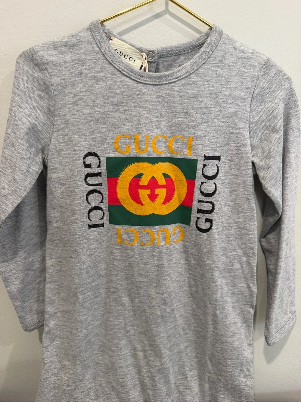 Gucci Gray Footed One-Piece All In One Cotton Jersey w Print